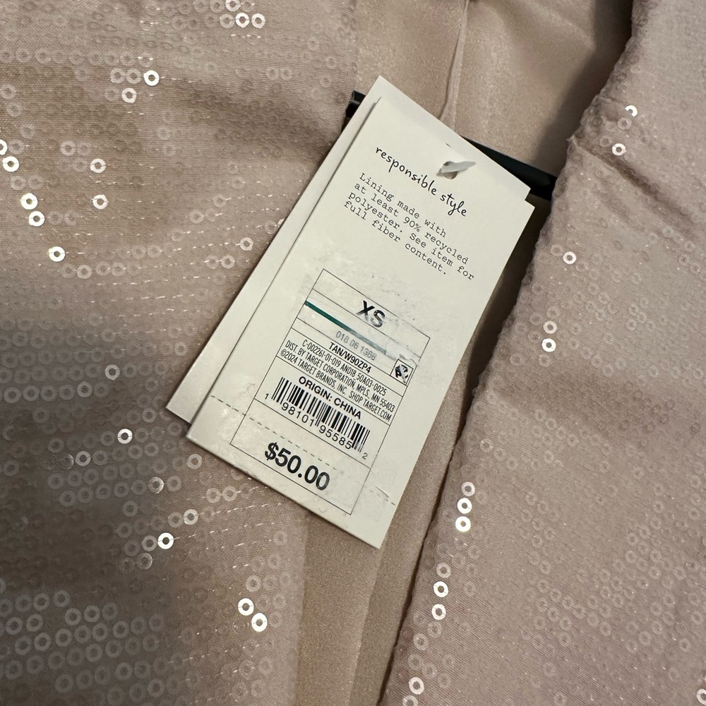 NWT Target Sequin Blazer Jacket - tan with‎ skirt - Picture 2 of 8